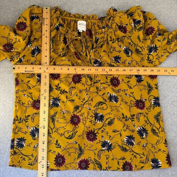 Misa Los Angeles Womens Medium Floral Ruffle Blouse Long Sleeve Boho Yellow Boho - Picture 6 of 11